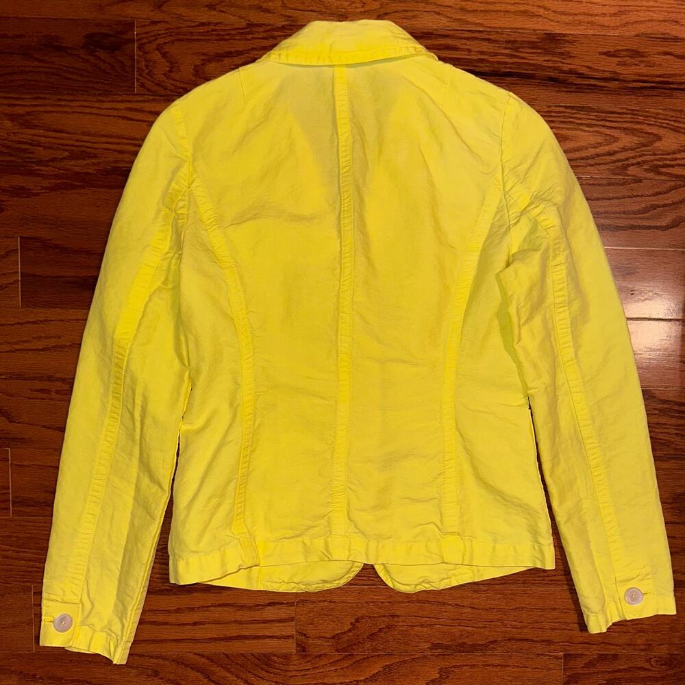 JCrew Linen Blend Bright Yellow 2-Button Blazer Jacket Size 0 - Picture 8 of 13